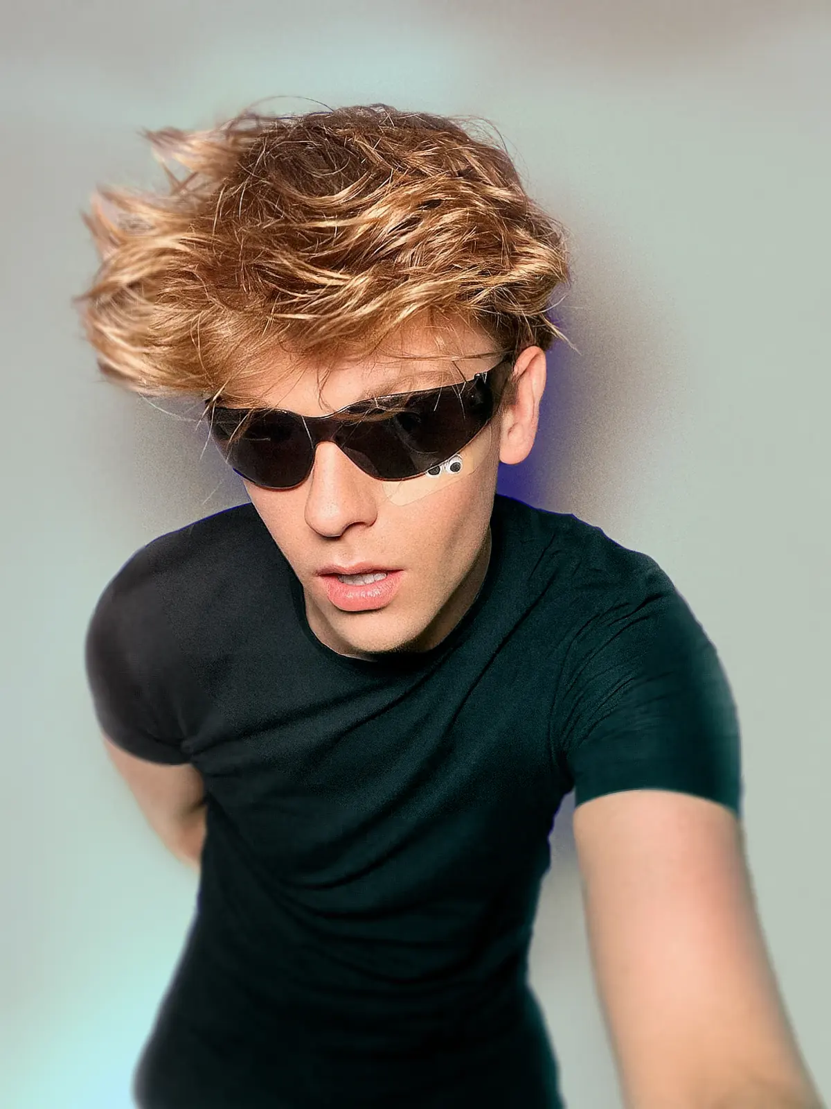 Fashion editorial of Tiberiu in sunglasses